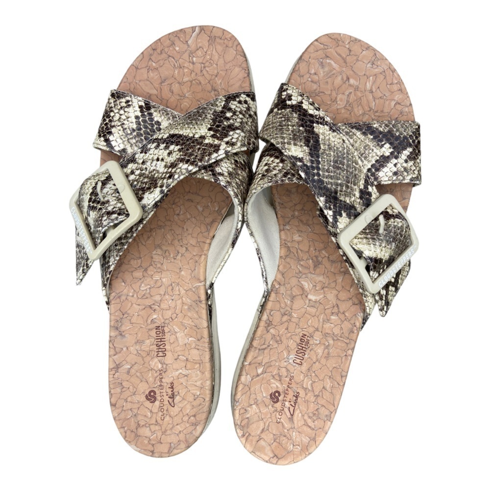 Clarks Cloudsteppers Step June Shell Slide Sandals Size 9.5 View 2